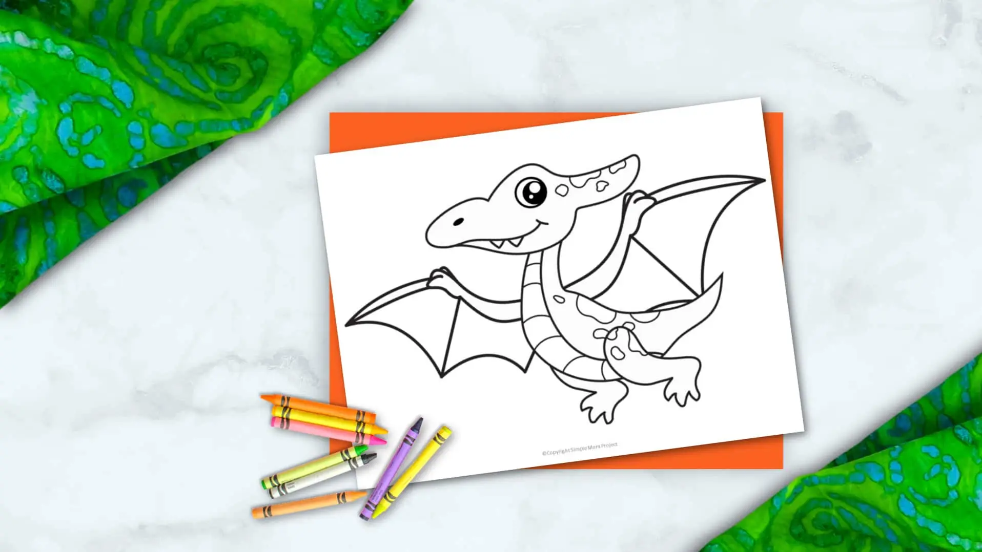 Printable Dinosaur Pterodactyl Template Coloring Page for Kids, preschoolers, toddlers 2