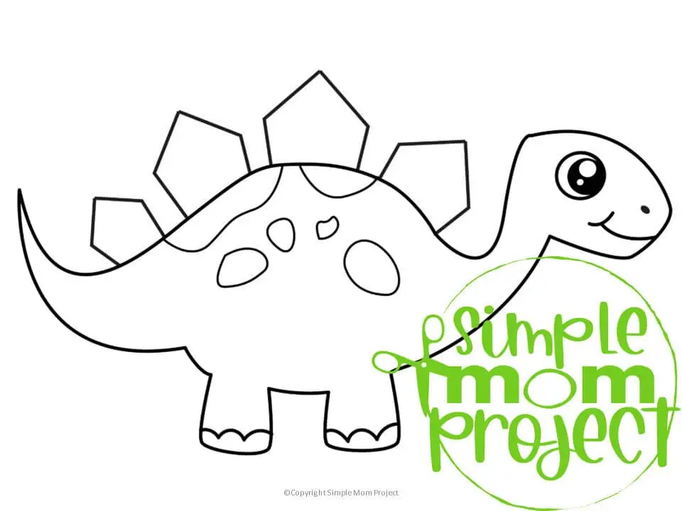 Printable Dinosaur Stegosaurus Template Coloring Page for Kids, preschoolers, toddlers 1