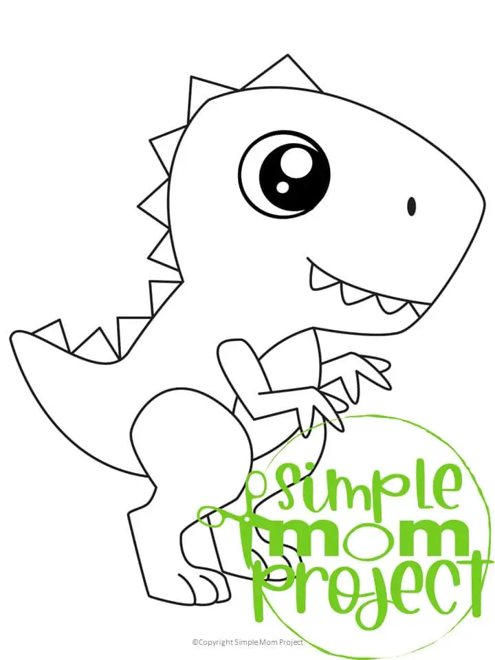 Printable Dinosaur Trex Tyrannosaurus Template Coloring Page for Kids, preschoolers, toddlers 1