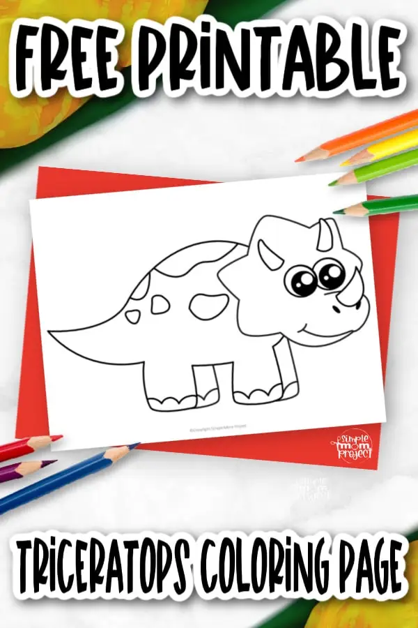 Printable Dinosaur Triceratops Template Coloring Page for Kids, preschoolers, toddlers 3