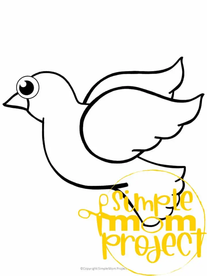 Printable Dove Template Coloring Page for Kids Preschoolers Toddlers and Bird Crafts 1