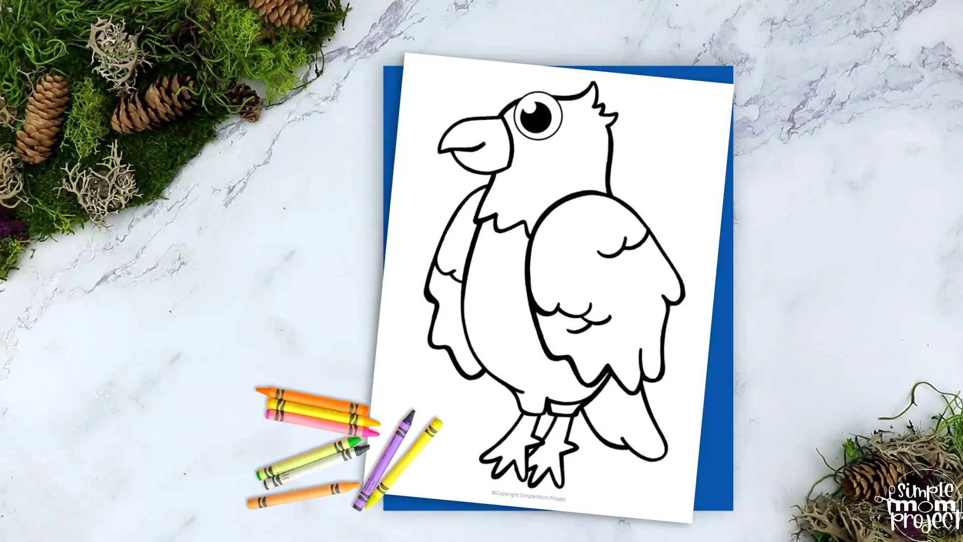 Printable Eagle Template Coloring Page for Kids Preschoolers Toddlers and Bird Crafts 2