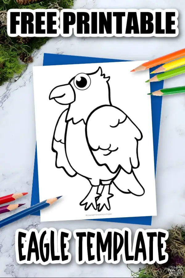 Printable Eagle Template Coloring Page for Kids Preschoolers Toddlers and Bird Crafts 3