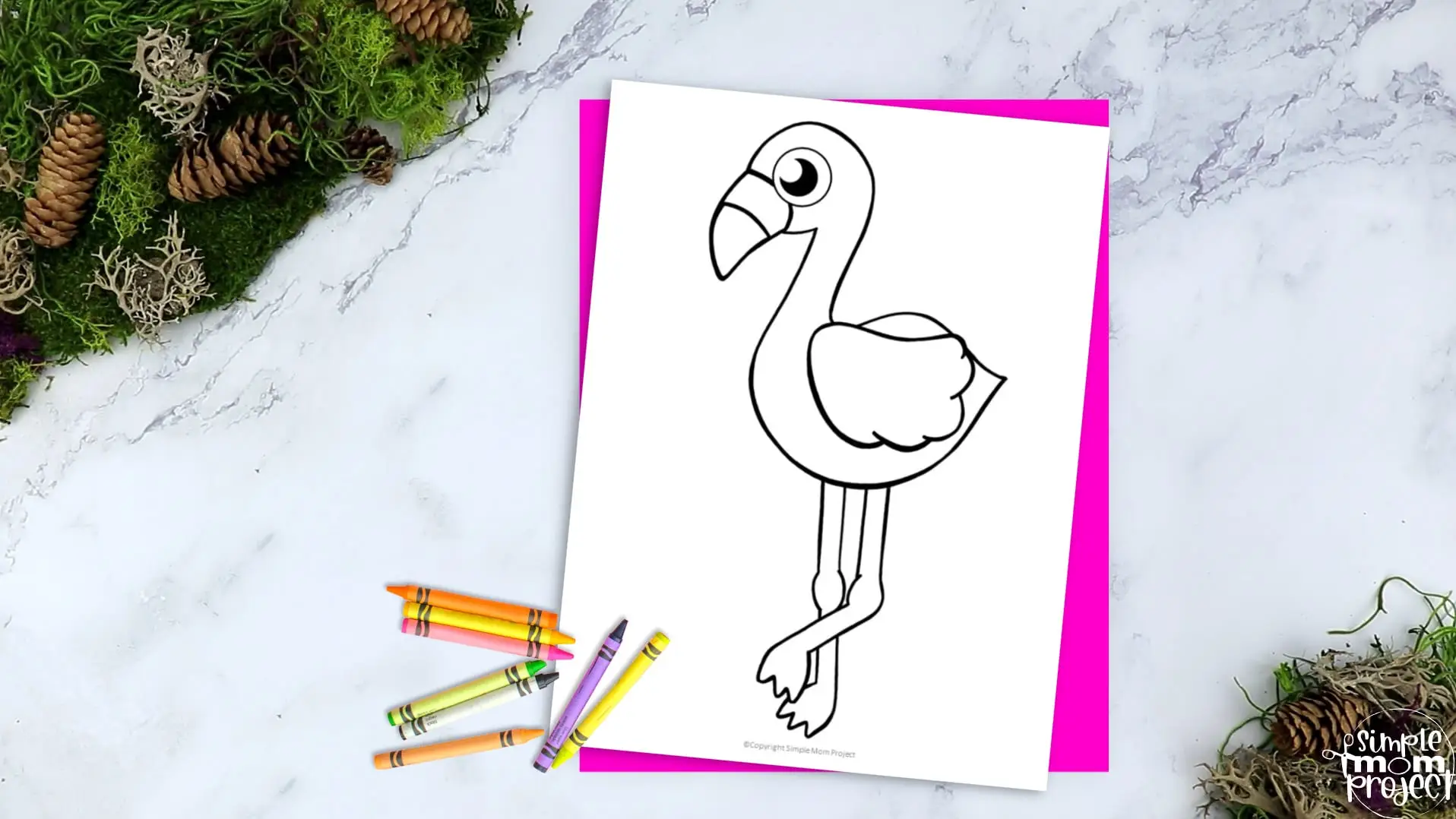 Printable Flamingo Template Coloring Page for Kids Preschoolers Toddlers and Bird Crafts 2