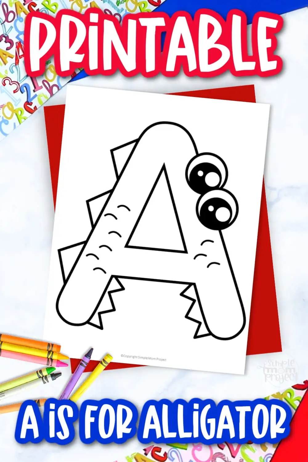 Printable Letter A is for Alligator Coloring Page Letter A template for preschool, toddlers, kindergarten kids