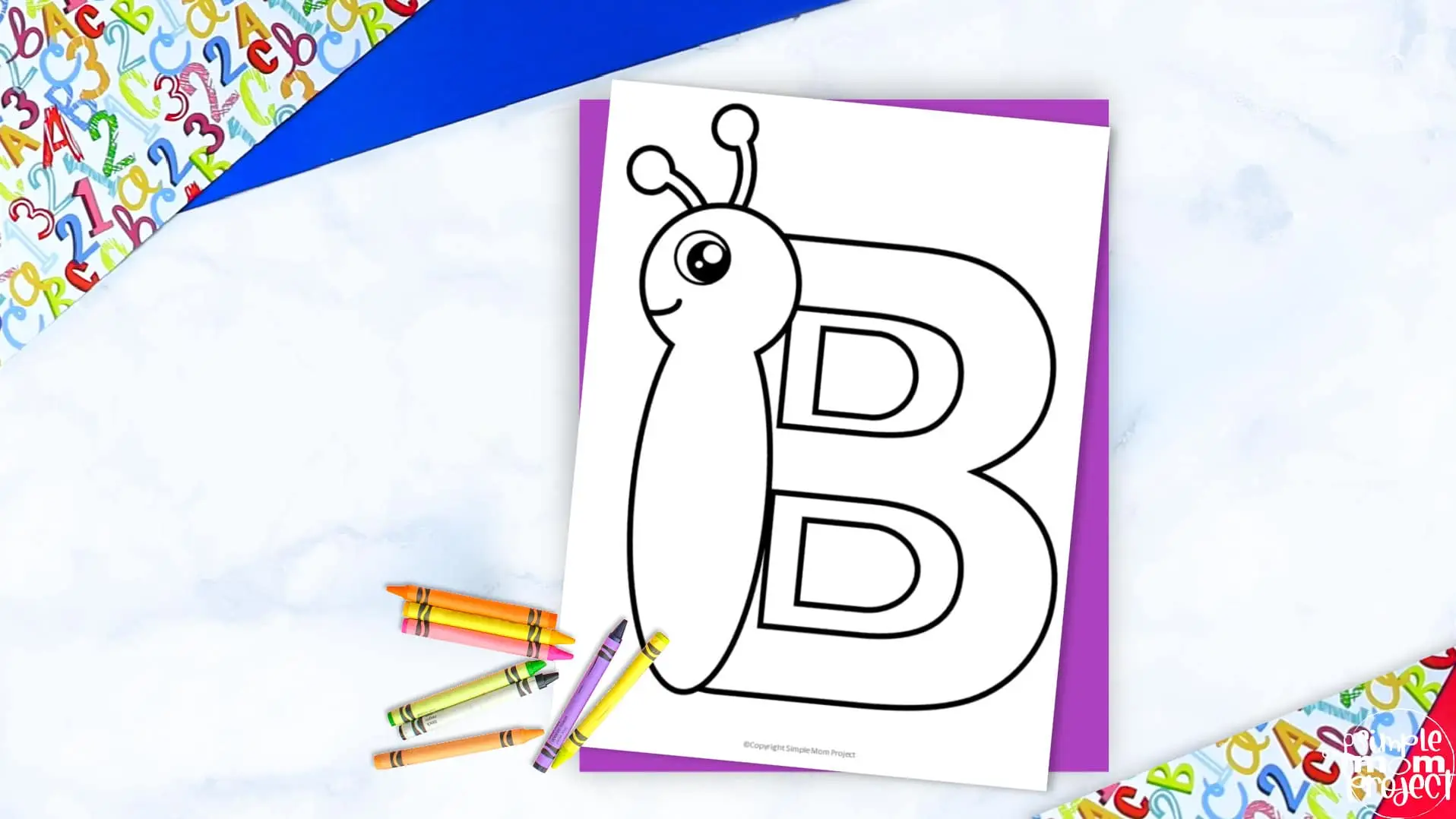 Printable Letter B is for Butterfly Coloring Page Letter B template for preschool, toddlers, kindergarten kids