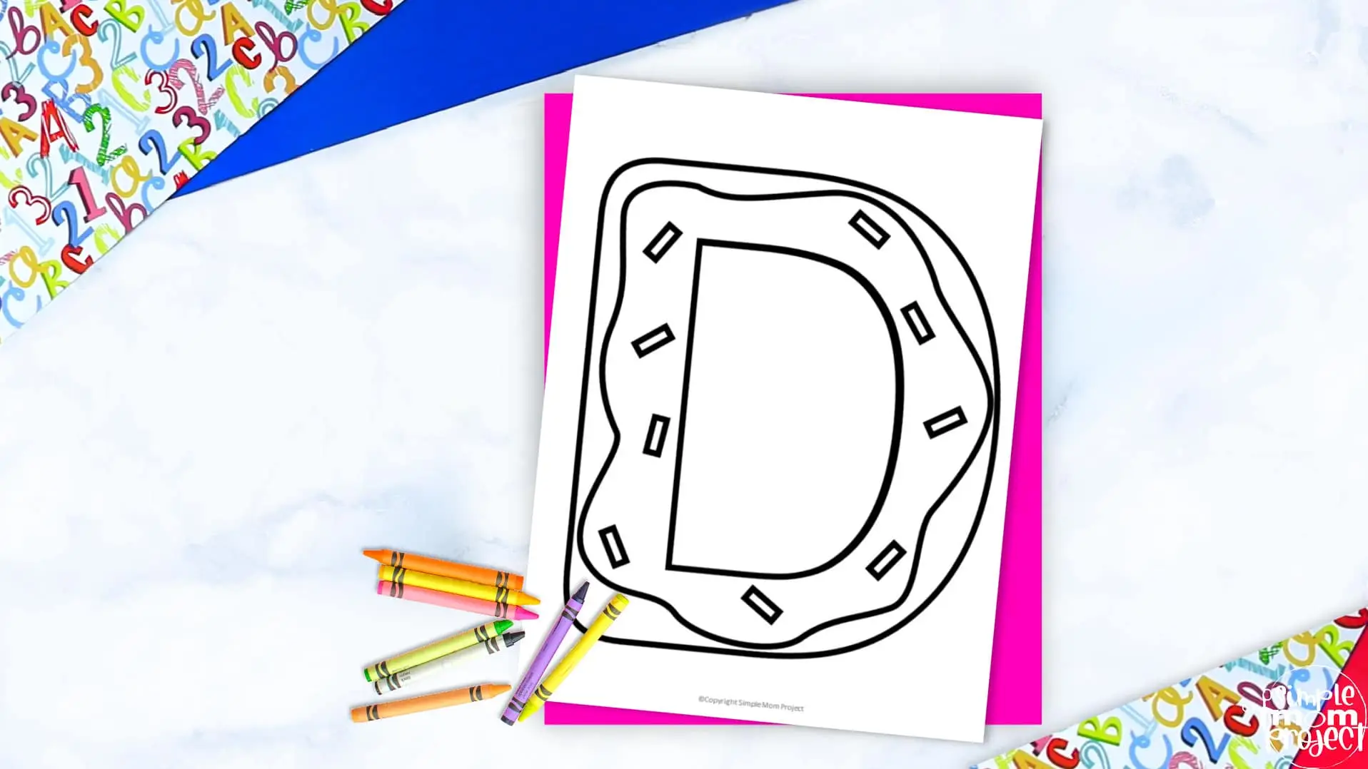 Printable Letter D is for Donut Coloring Page Letter D template for preschool, toddlers, kindergarten kids 2