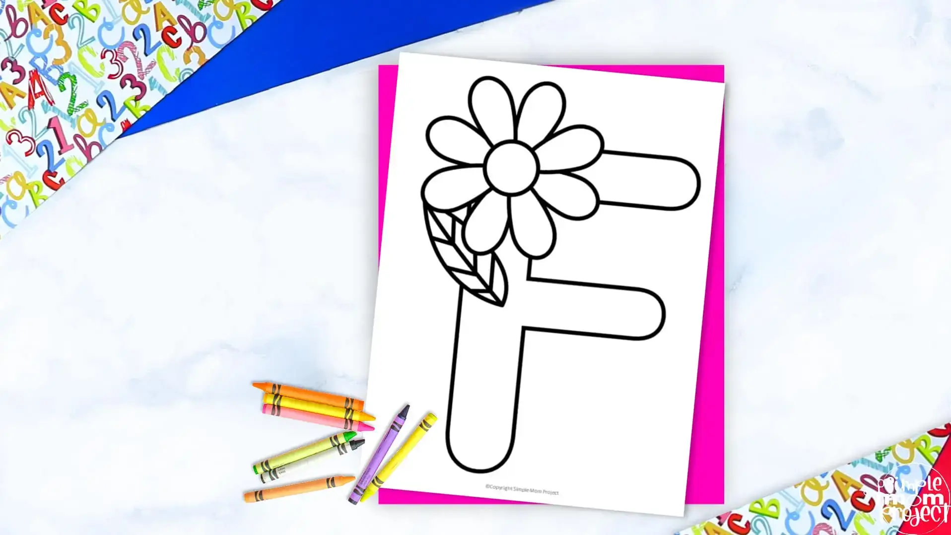 Printable Letter F is for Flower Coloring Page Letter F template for preschool, toddlers, kindergarten kids 2