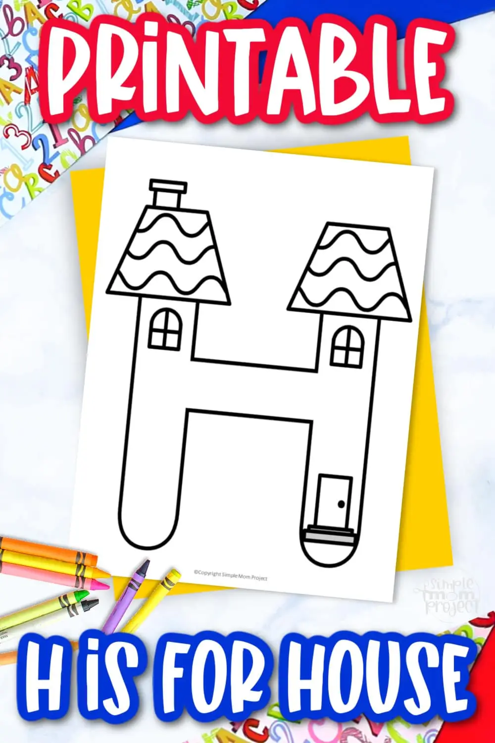 Printable Letter H is for House Coloring Page Letter H template for preschool, toddlers, kindergarten kids 3