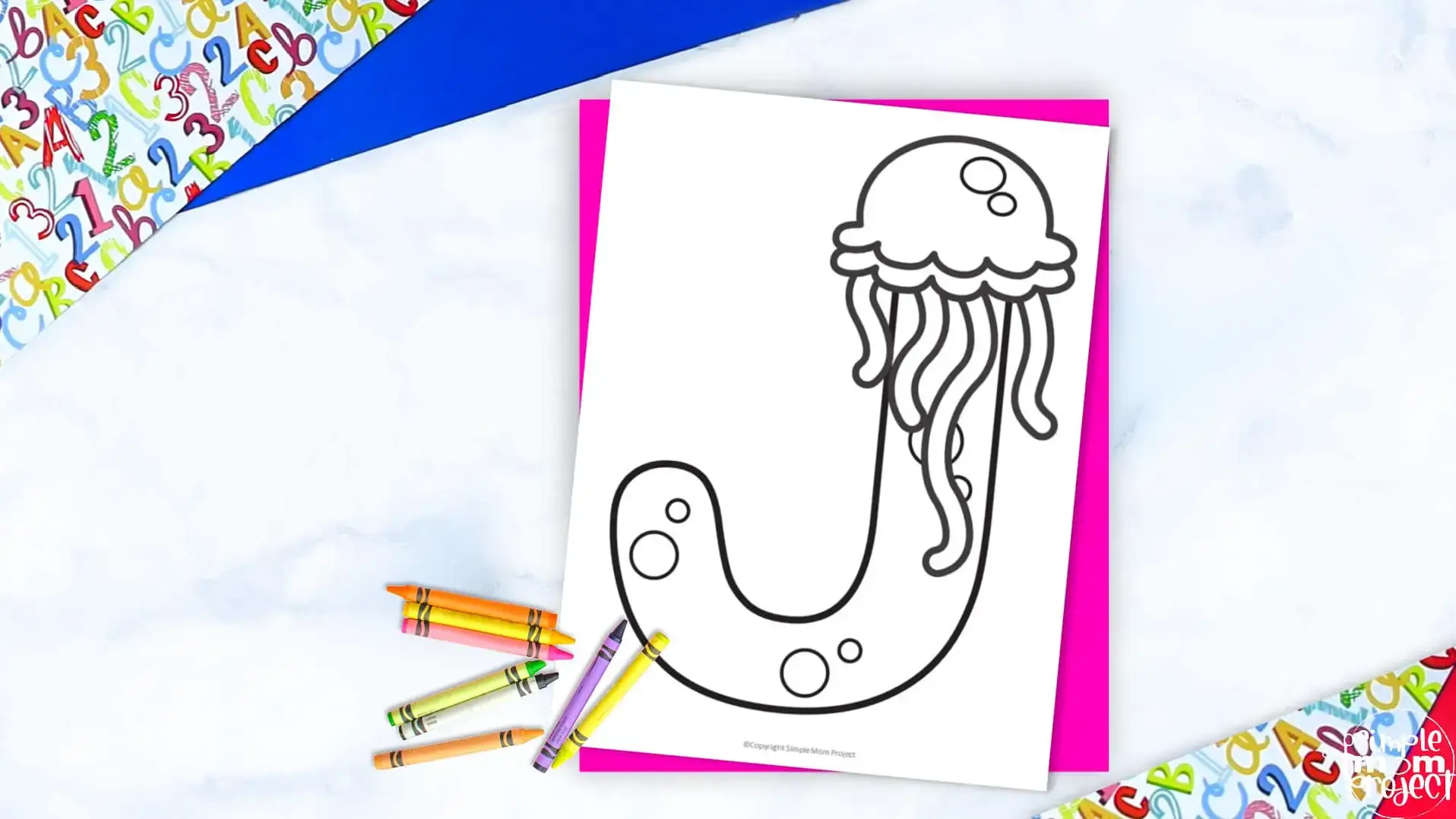 Printable Letter J is for Jellyfish Coloring Page Letter J template for preschool, toddlers, kindergarten kids 1