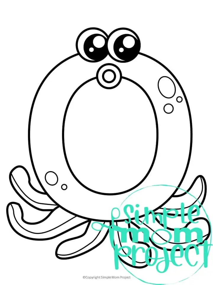 Printable Letter O is for Octopus Coloring Page Letter O template for preschool, toddlers, kindergarten kids 1