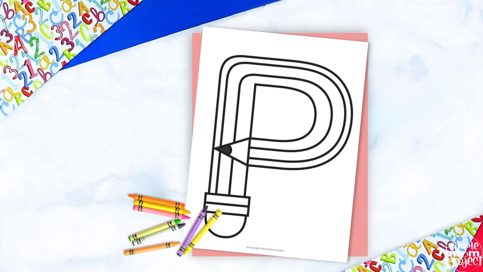 Printable Letter P is for Pencil Coloring Page Letter P template for preschool, toddlers, kindergarten kids 1
