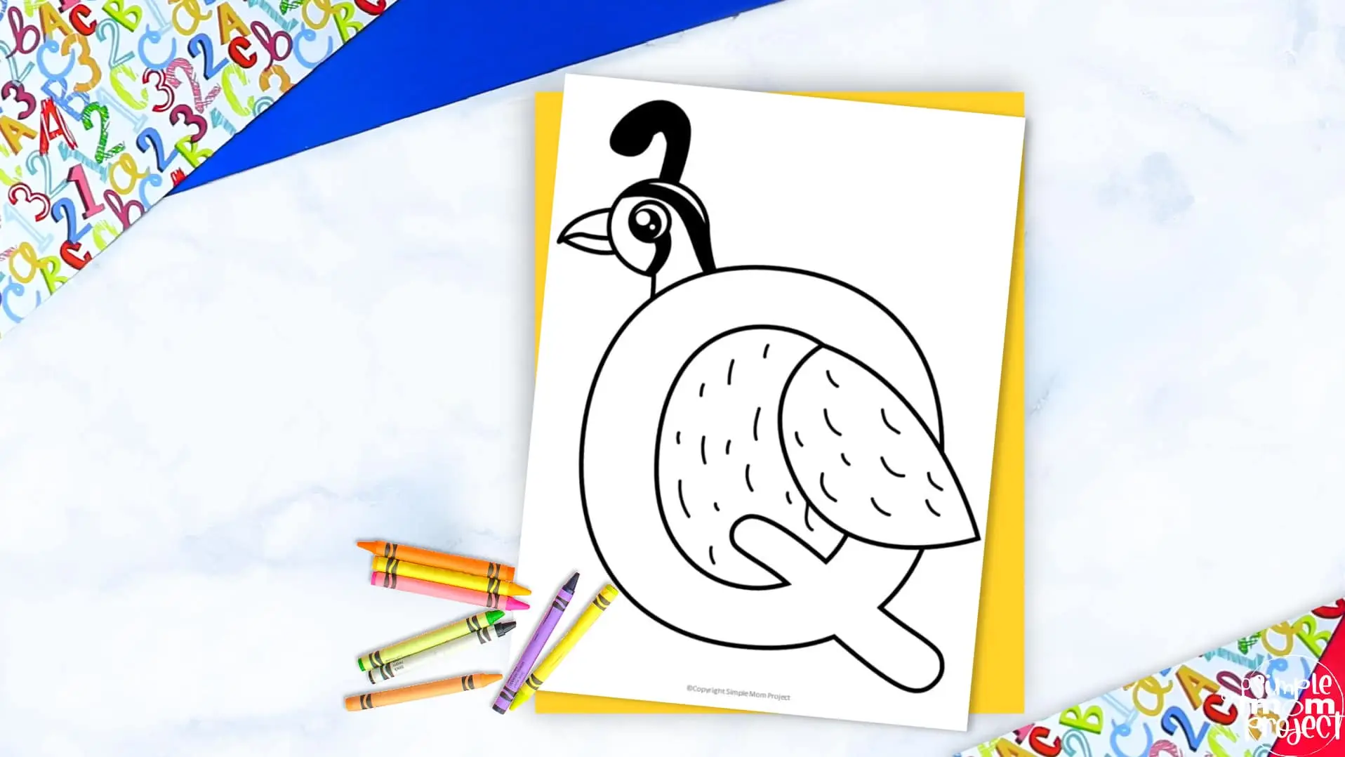 Printable Letter Q is for Quail Coloring Page Letter Q template for preschool, toddlers, kindergarten kids 1