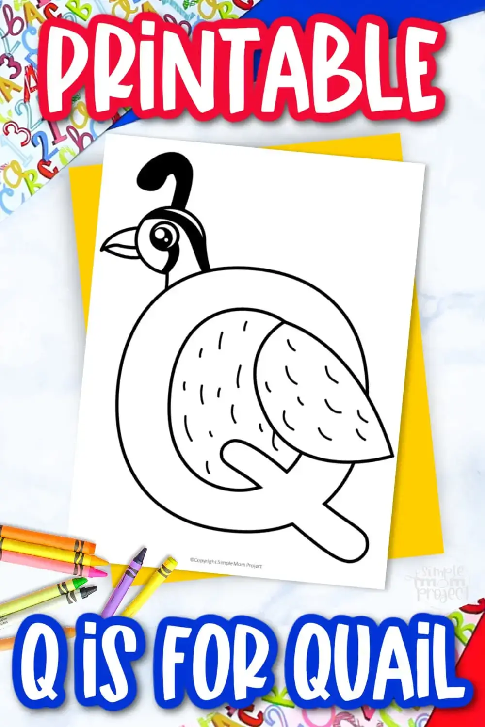 Printable Letter Q is for Quail Coloring Page Letter Q template for preschool, toddlers, kindergarten kids 1