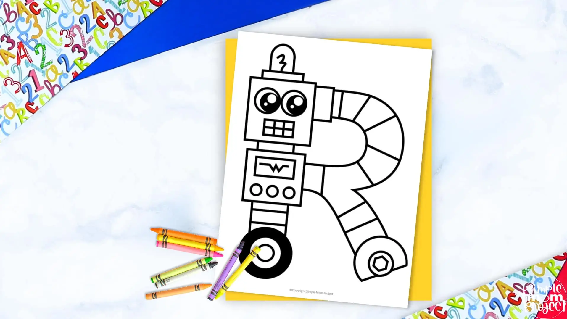 Printable Letter R is for Robot Coloring Page Letter R template for preschool, toddlers, kindergarten kids 1