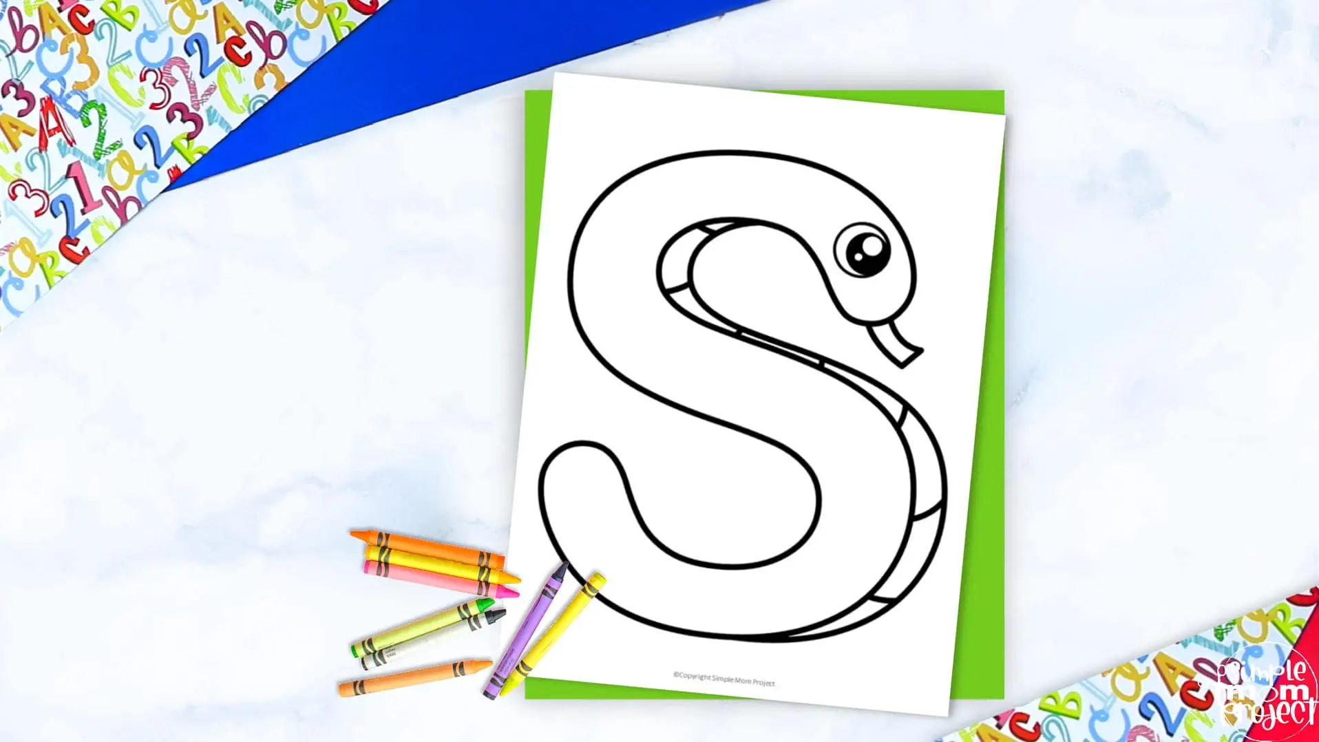 Printable Letter S is for Snake Coloring Page Letter S template for preschool, toddlers, kindergarten kids 1