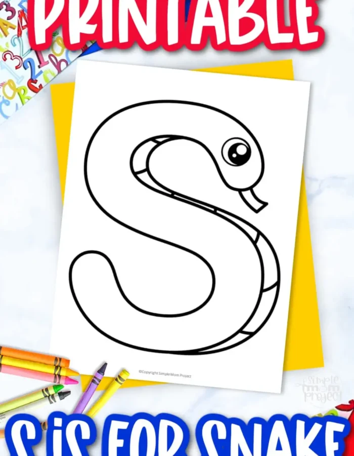 Looking for simple and fun ABC alphabet coloring worksheets for your toddler, preschool and kindergarten kids? This printable letter S for snake coloring page would make a great addition to your crafts and learning activities. Practice writing the upper and lowercase letter S or find a sun coloring page once you're done with this printable letter S for snake coloring page. Get your copy today!