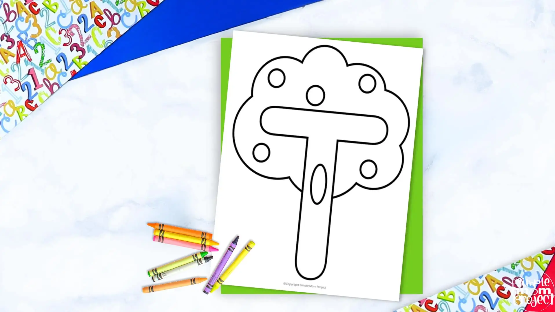 Printable Letter T is for Tree Coloring Page Letter T template for preschool, toddlers, kindergarten kids 1