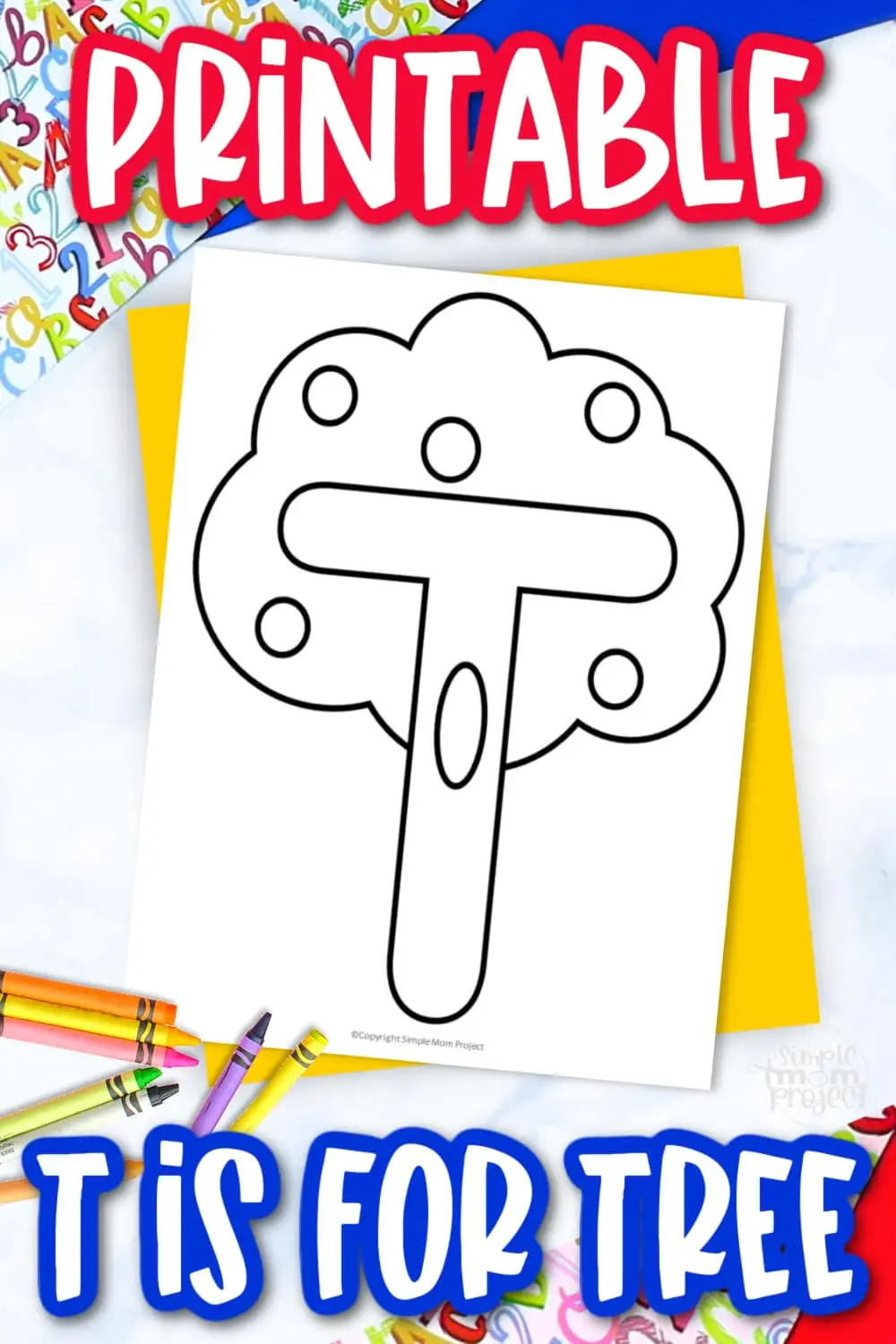 Printable Letter T is for Tree Coloring Page Letter T template for preschool, toddlers, kindergarten kids 1