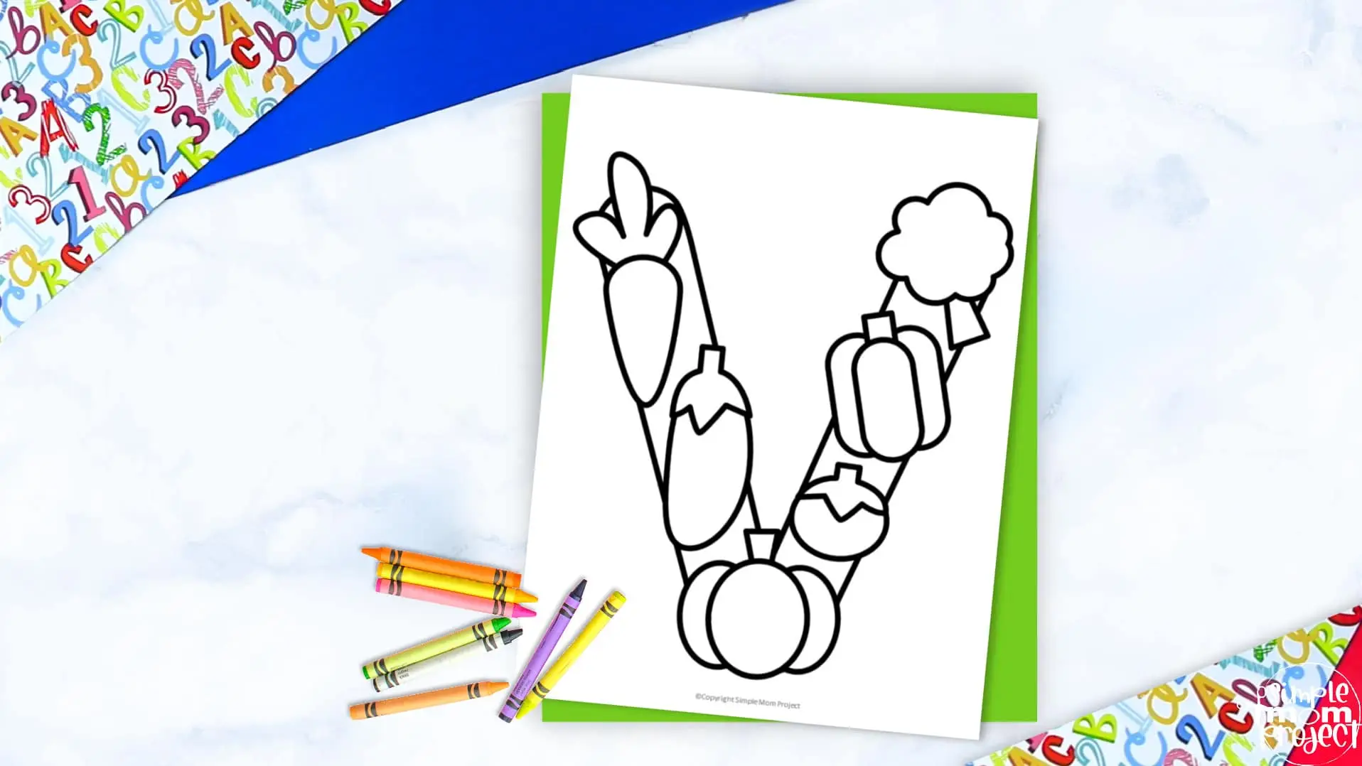 Printable Letter V is for Vegetabel Coloring Page Letter V template for preschool, toddlers, kindergarten kids 2