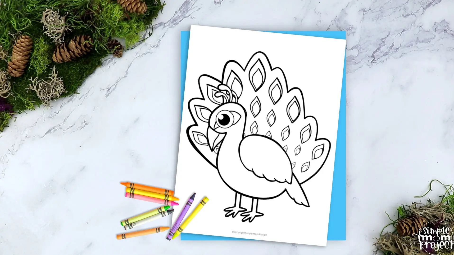 Printable Peacock Template Coloring Page for Kids Preschoolers Toddlers and Bird Crafts 2
