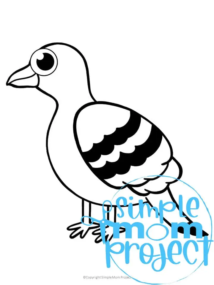 Printable Pigeon Template Coloring Page for Kids Preschoolers Toddlers and Bird Crafts 1