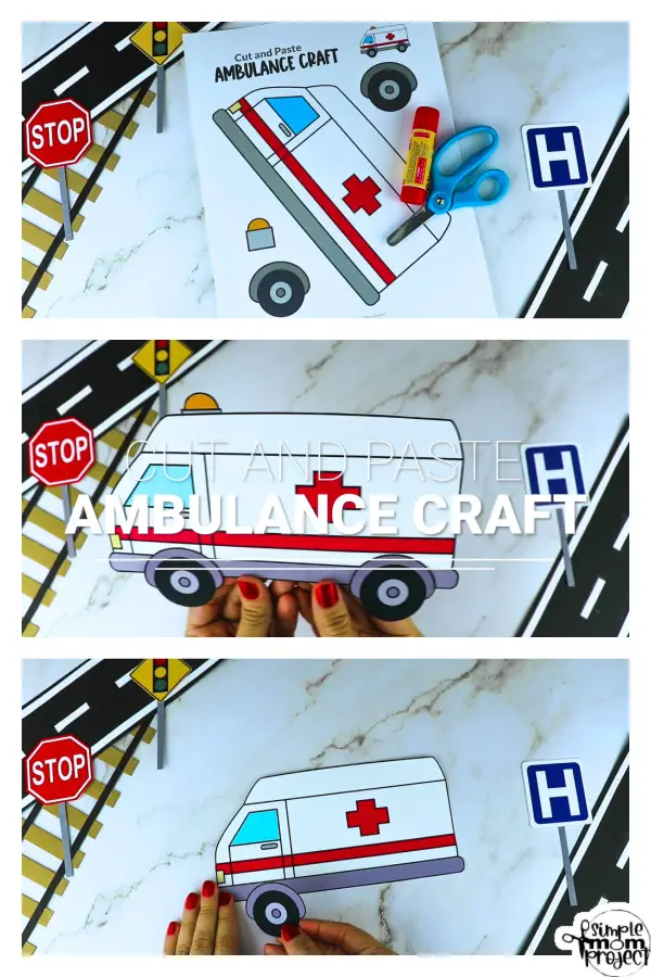 Printable Ambulance Craft Transportation Vehicle Template for Kids, Preschool, Toddlers, Kindergarten 15