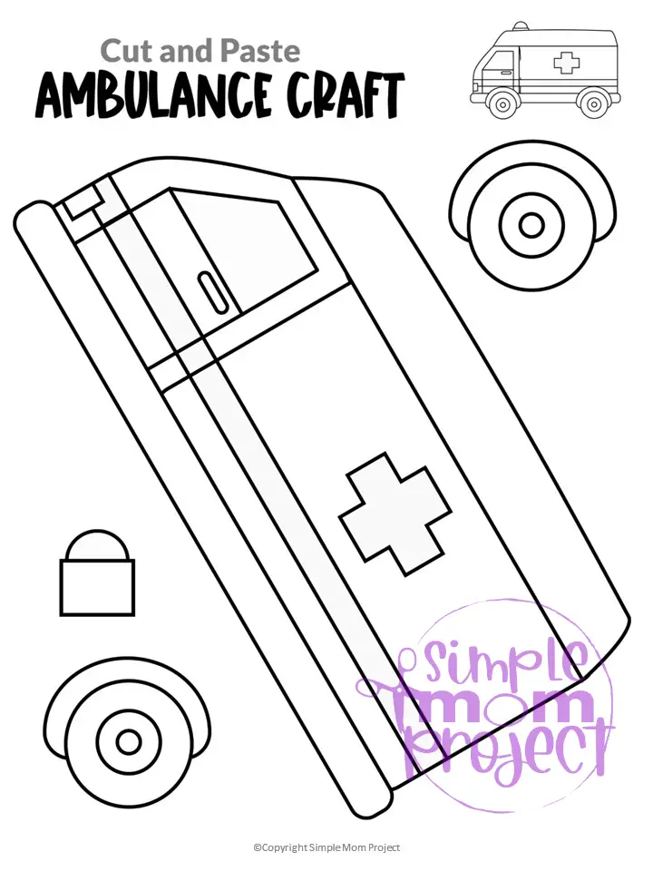 Printable Ambulance Craft Transportation Vehicle Template for Kids, Preschool, Toddlers, Kindergarten 14