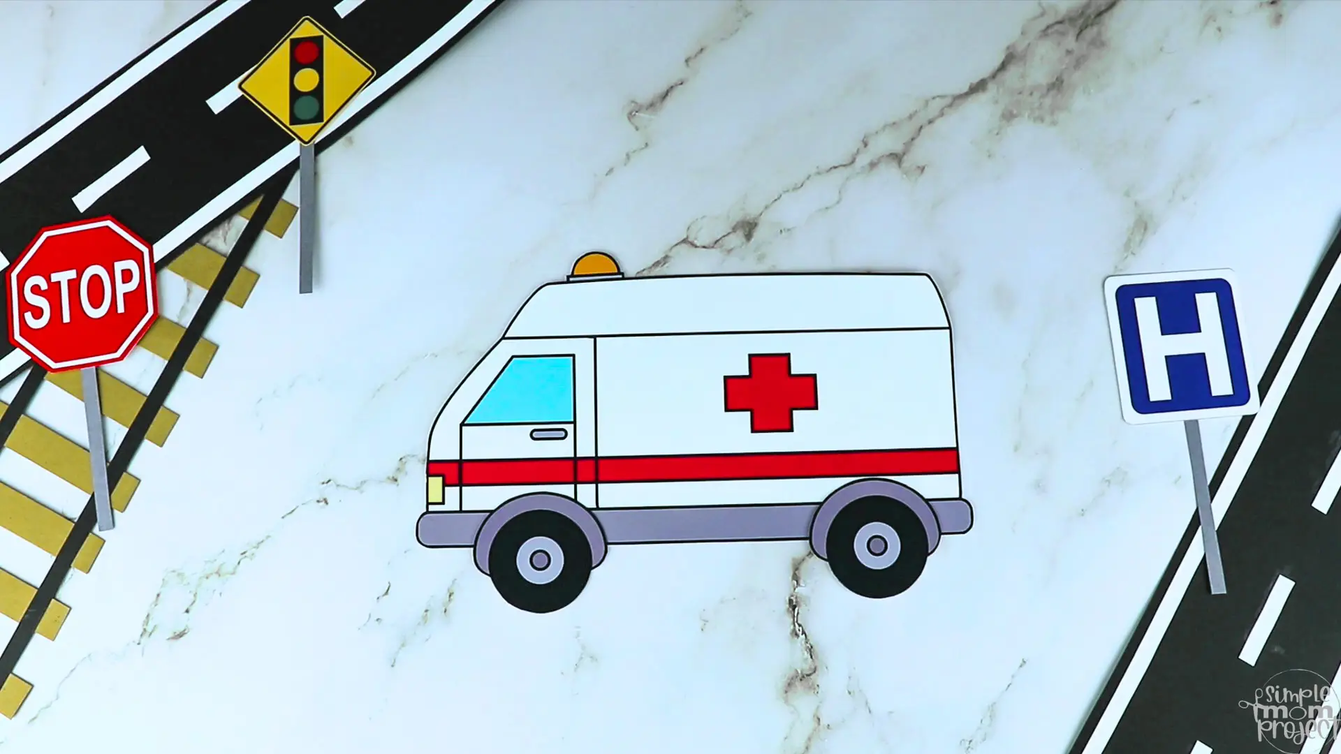 Printable Ambulance Craft Transportation Vehicle Template for Kids, Preschool, Toddlers, Kindergarten 8