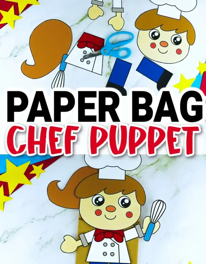 Are your little ones love to pretend to cook or bake yummy cookies? If so, they will definitely enjoy making these printable chef paper bag puppet crafts! These preschool printable chef hand puppets are perfect for learning the roles of community workers or include them in your puppet show. Kids will love assembling every part of this chef puppet craft. Click now to download your printable chef puppet templates!