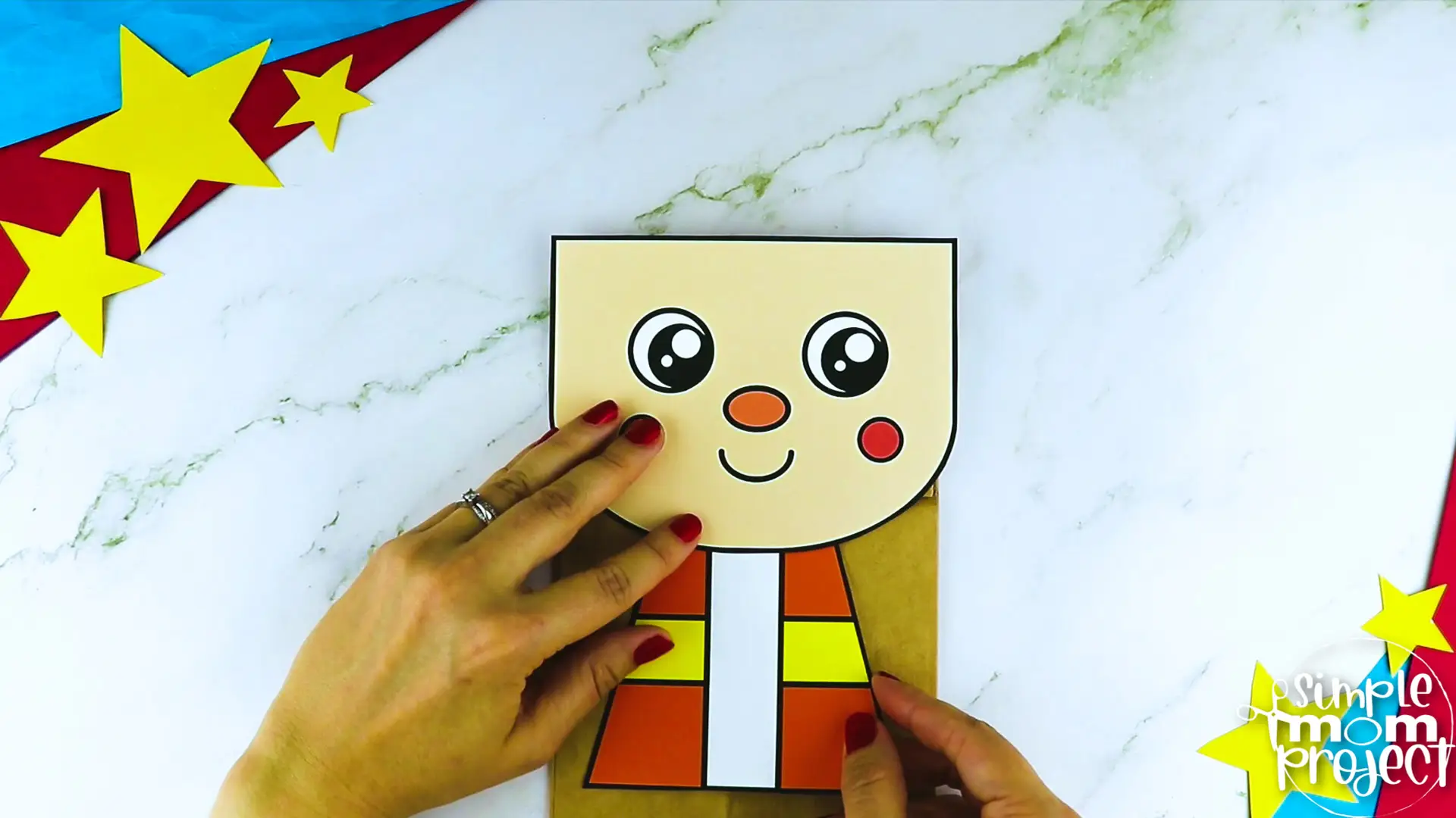 Printable Construction Worker Paper Bag Puppet Community Helper Craft for Kids Preschooler Toddler