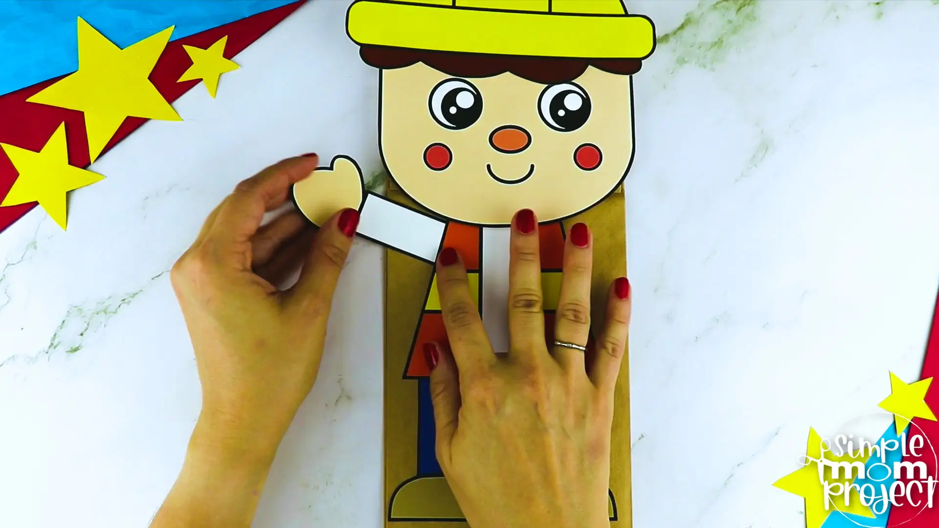 Printable Construction Worker Paper Bag Puppet Community Helper Craft for Kids Preschooler Toddler