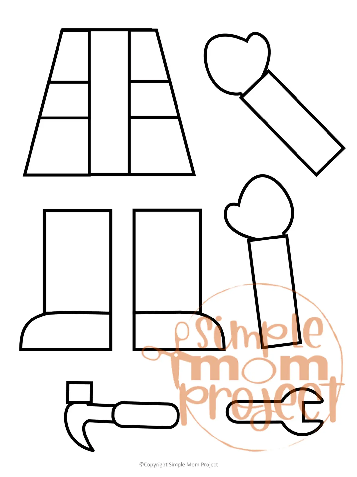 Printable Construction Worker Paper Bag Puppet Community Helper Craft for Kids Preschooler Toddler
