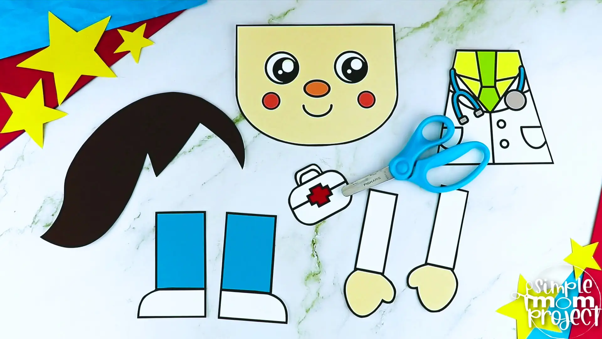 Printable Doctor Paper Bag Puppet Community Helper Craft for Kids Preschooler Toddler 10