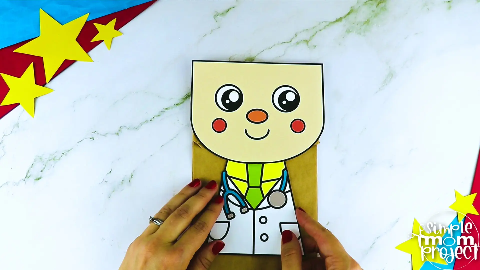 Printable Doctor Paper Bag Puppet Community Helper Craft for Kids Preschooler Toddler 10
