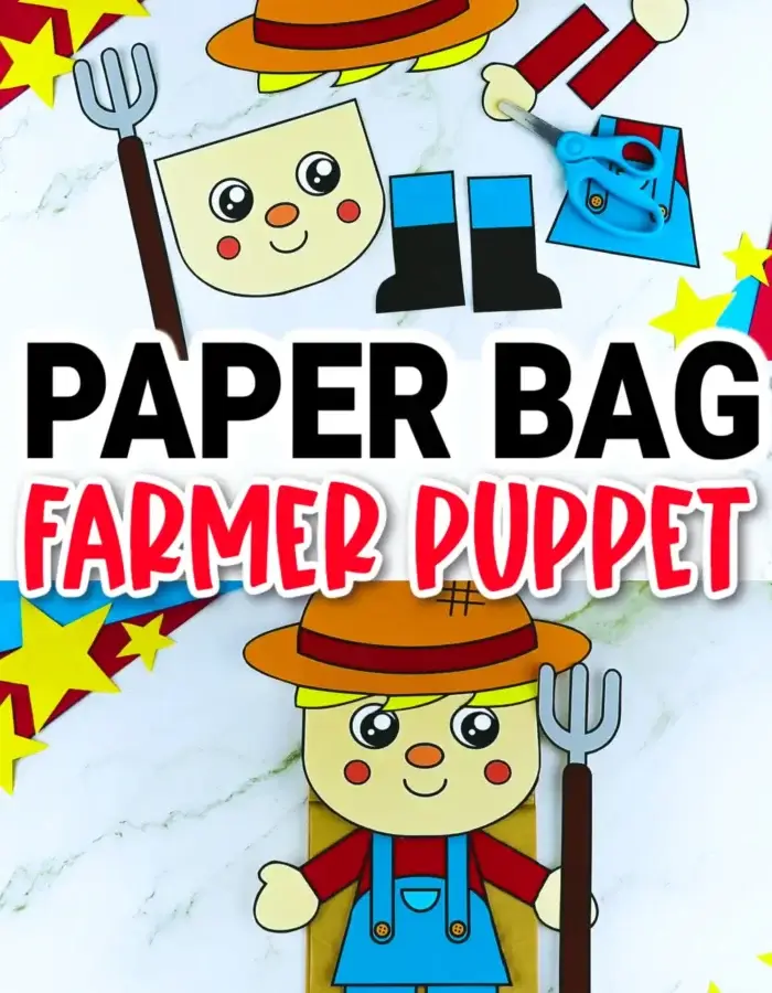 Do your kids love nursery rhyme or the fun Old Macdonald song? Then, they will surely love making these printable farmer paper bag puppet crafts. These farmer hand puppets are great for farm theme lesson plans or community helper theme decorations. Build your farmer puppet and use it in your next puppet show. Click now to download your printable farmer puppet templates!