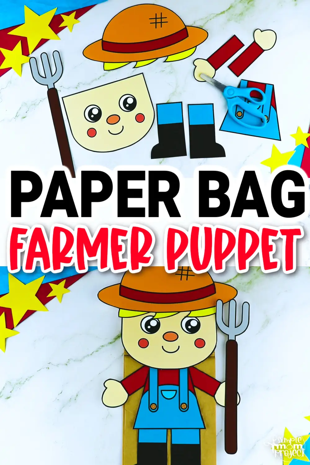 Do your kids love nursery rhyme or the fun Old Macdonald song? Then, they will surely love making these printable farmer paper bag puppet crafts. These farmer hand puppets are great for farm theme lesson plans or community helper theme decorations. Build your farmer puppet and use it in your next puppet show. Click now to download your printable farmer puppet templates!