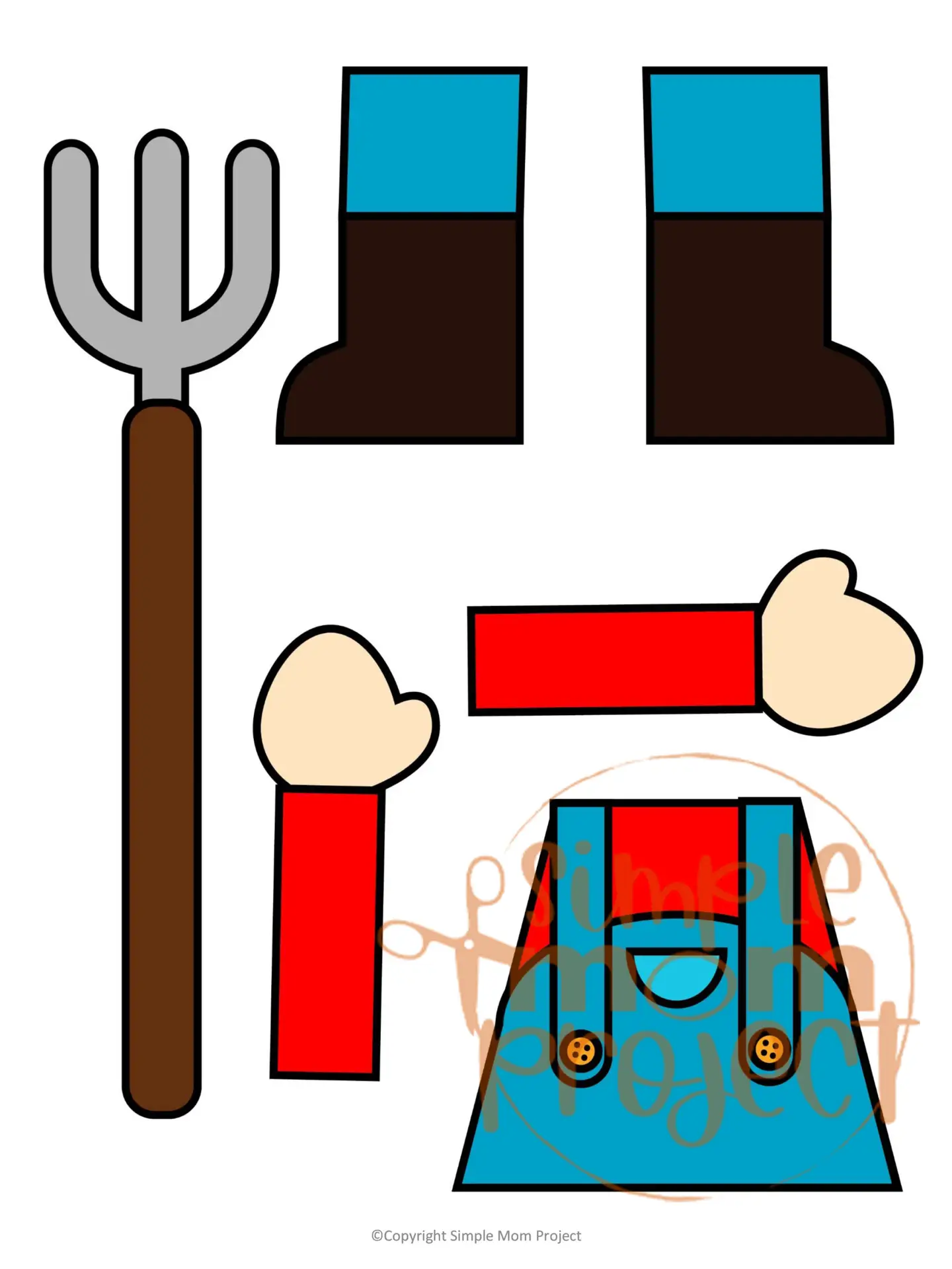 Printable Farmer Paper Bag Puppet Community Helper Craft for Kids Preschooler Toddler 9