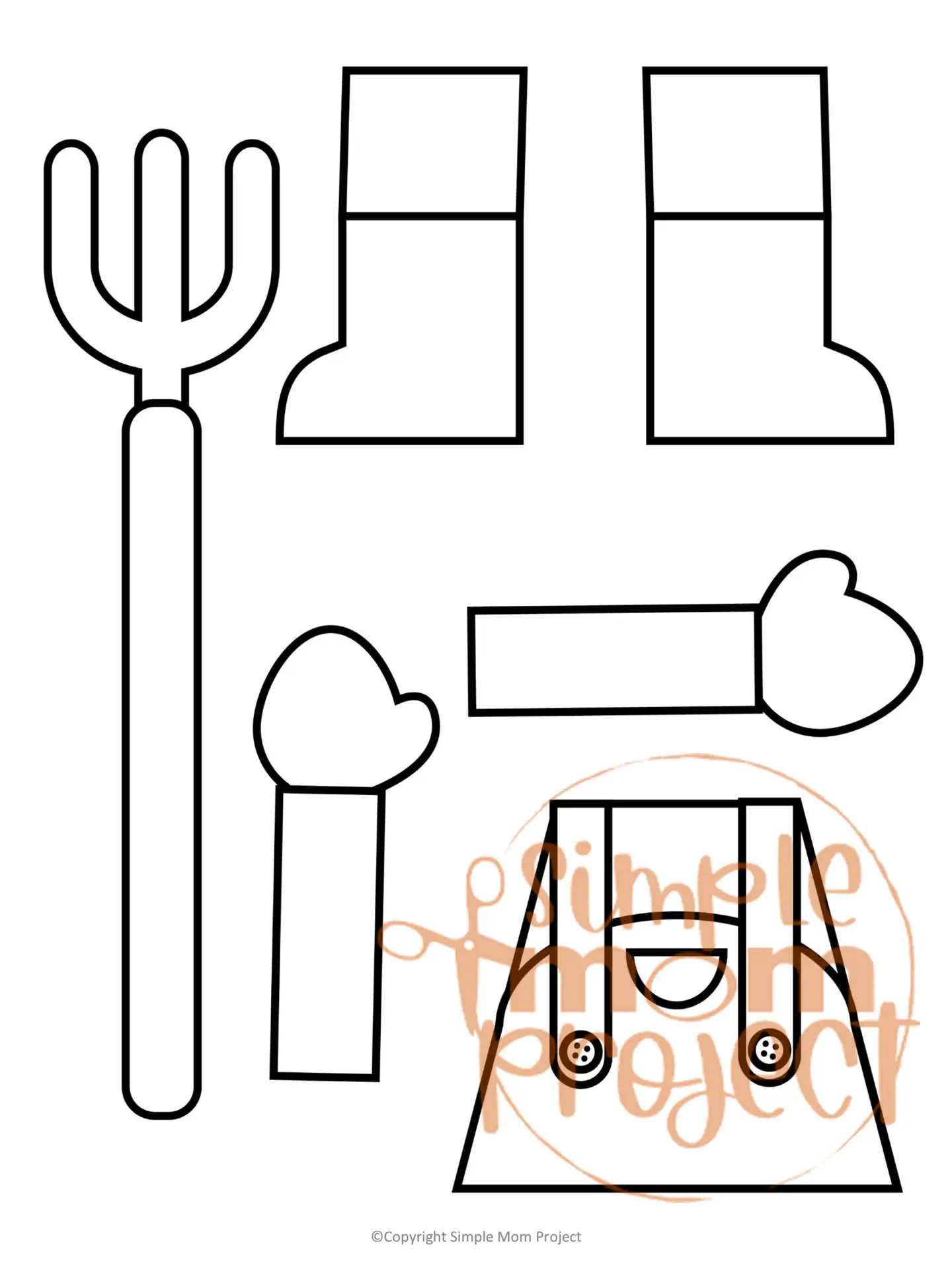 Printable Farmer Paper Bag Puppet Community Helper Craft for Kids Preschooler Toddler 9
