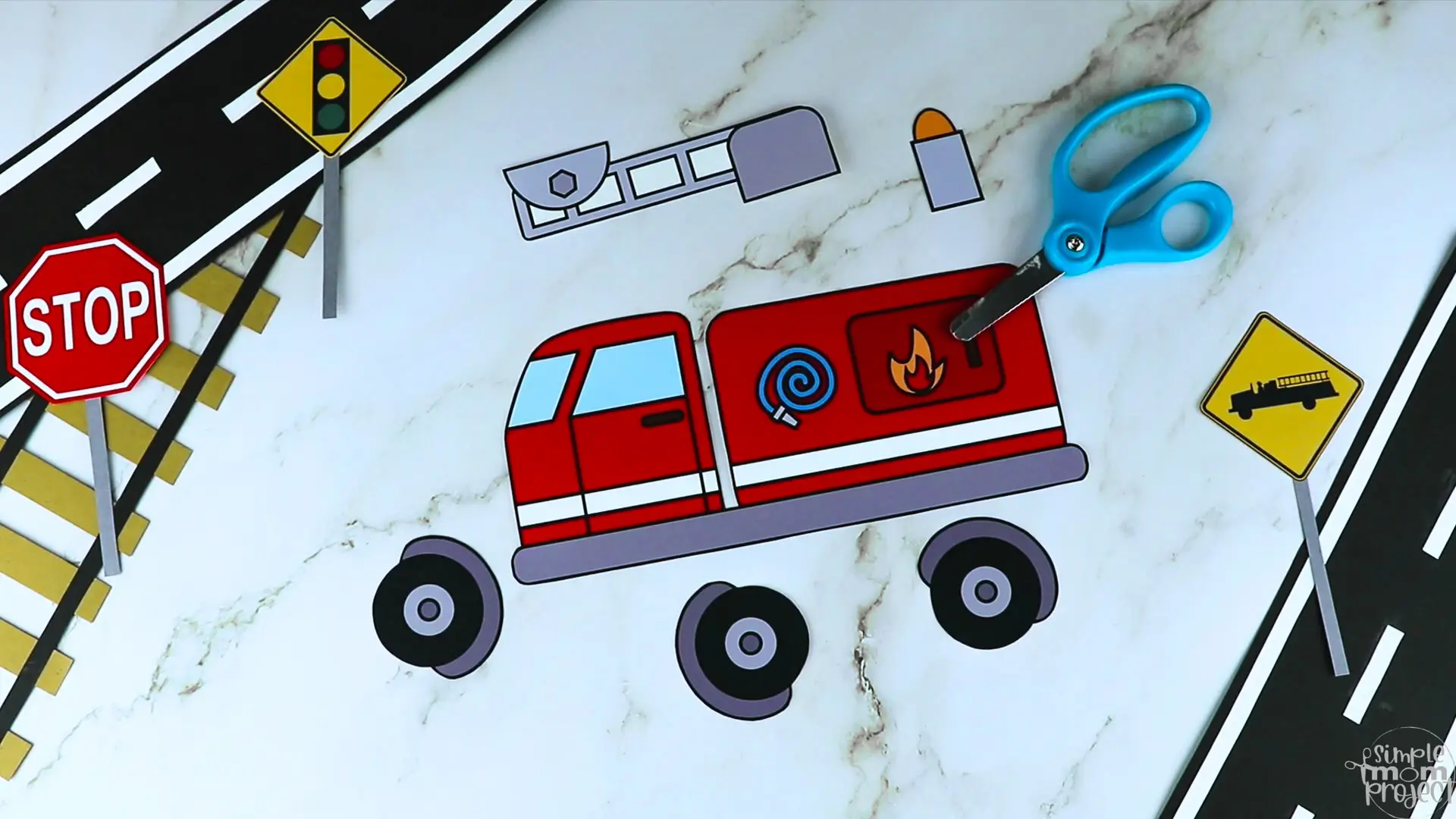 Printable Fire Truck Craft Transportation Vehicle Template for Kids, Preschool, Toddlers, Kindergarten 4