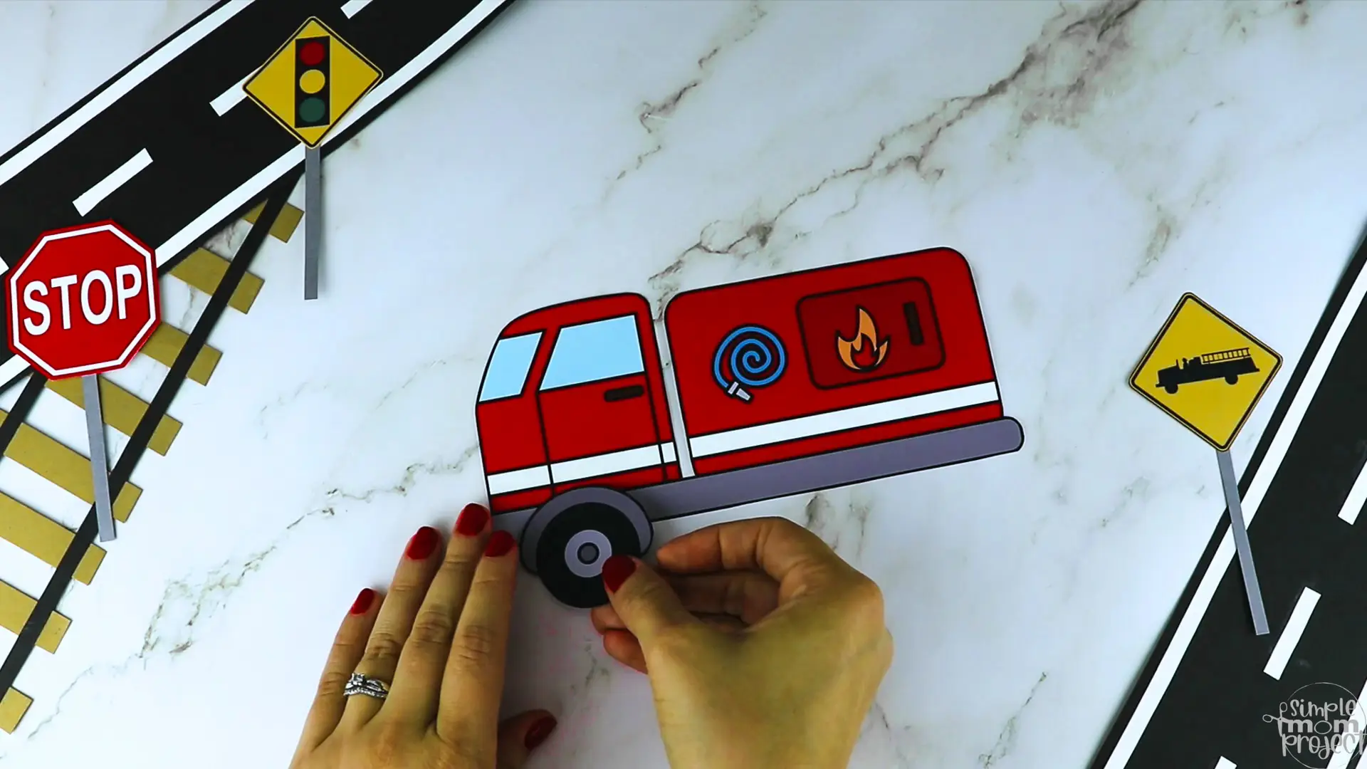 Printable Fire Truck Craft Transportation Vehicle Template for Kids, Preschool, Toddlers, Kindergarten 5