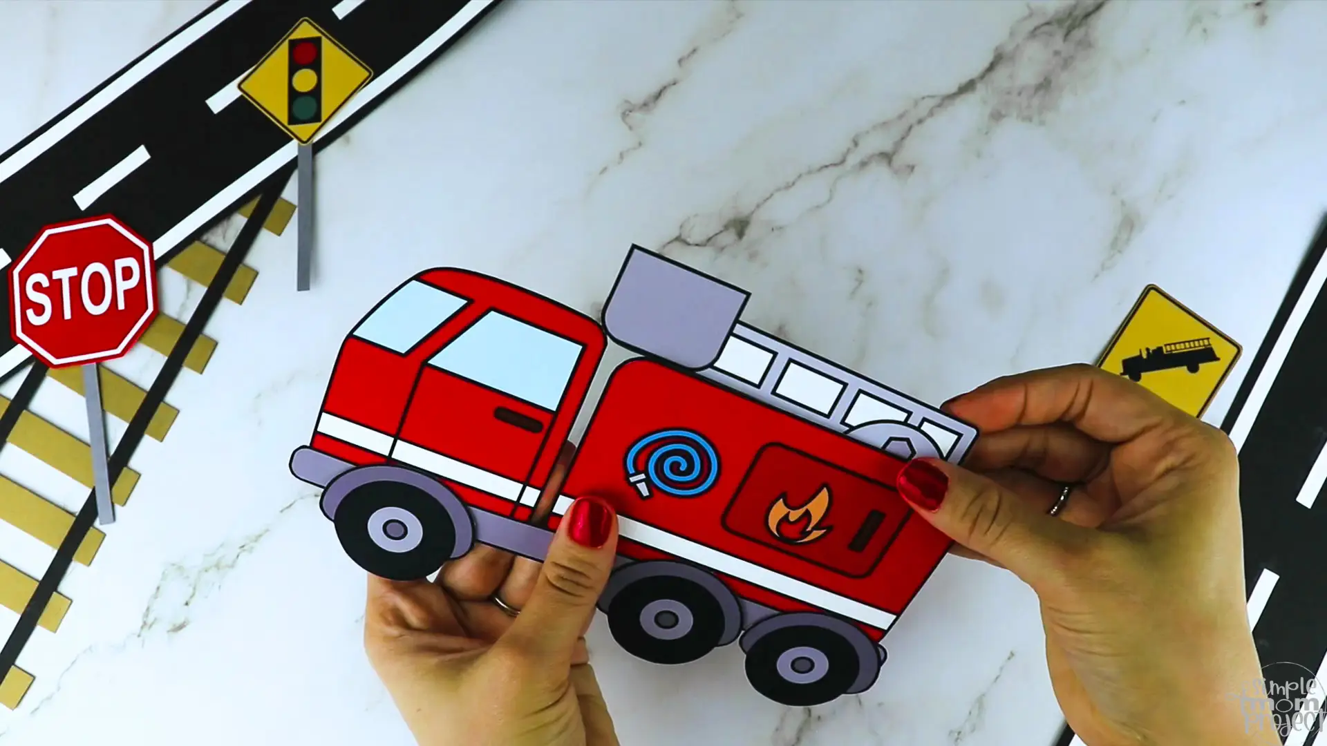 Printable Fire Truck Craft Transportation Vehicle Template for Kids, Preschool, Toddlers, Kindergarten 6