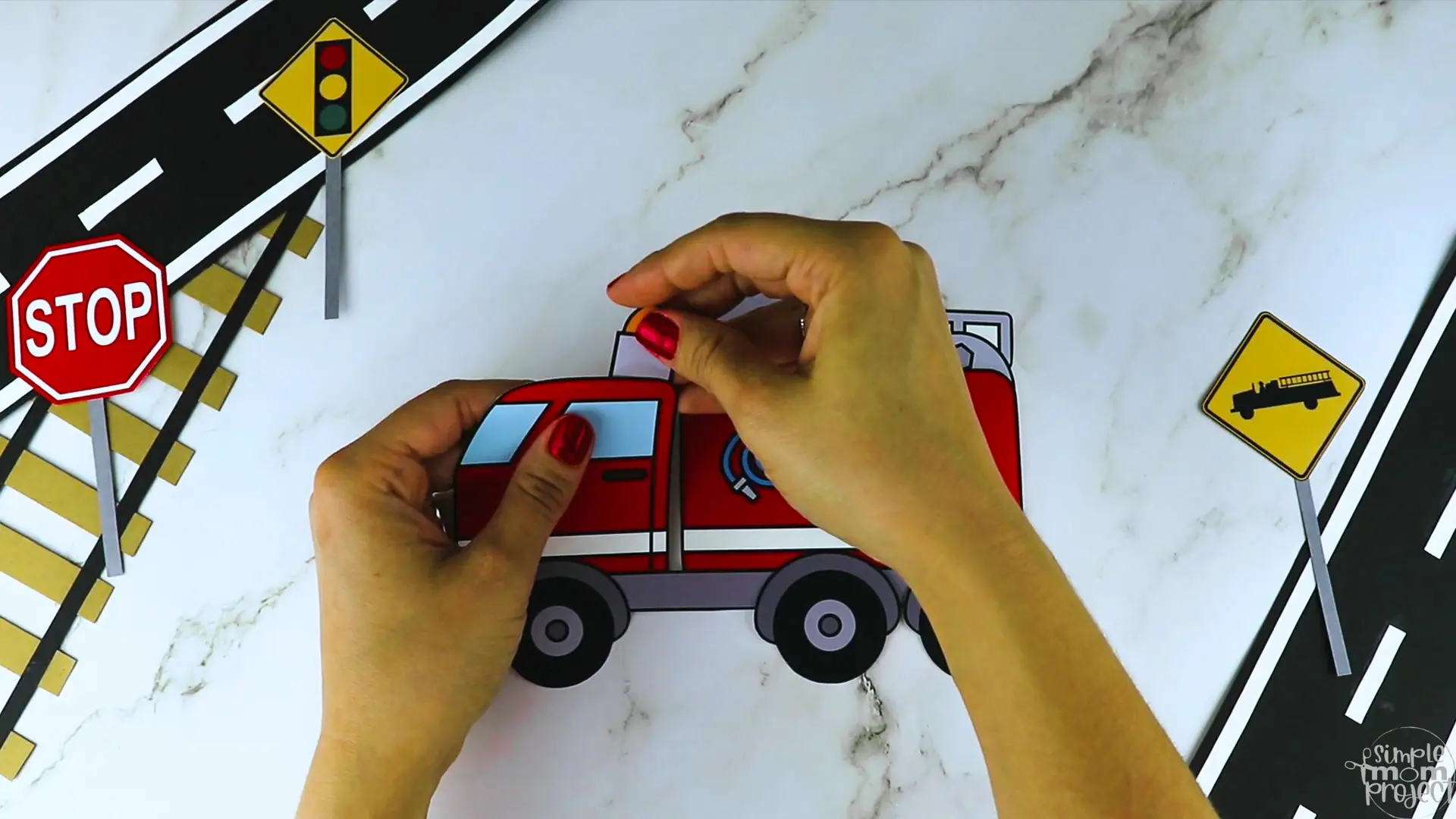 Printable Fire Truck Craft Transportation Vehicle Template for Kids, Preschool, Toddlers, Kindergarten 7