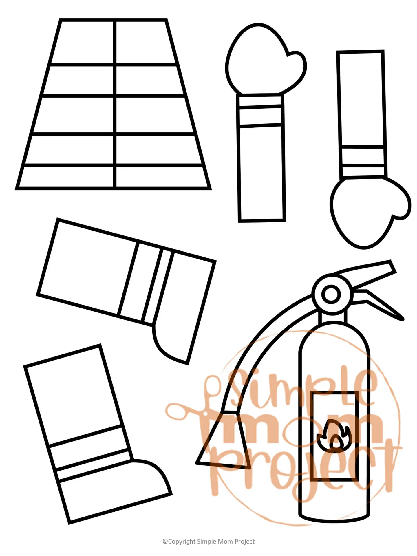 Printable Firefighter Paper Bag Puppet Community Helper Craft for Kids Preschooler Toddler