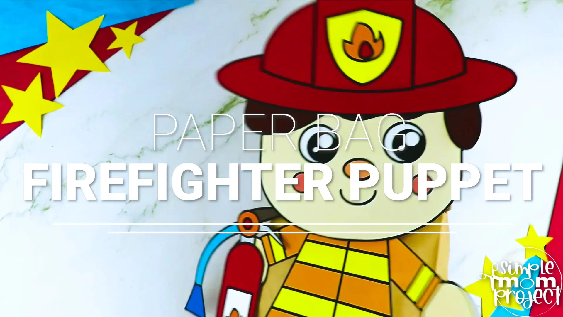 Printable Firefighter Paper Bag Puppet Community Helper Craft for Kids Preschooler Toddler
