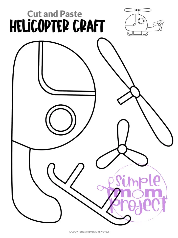 Printable Helicopter Craft Transportation Vehicle Template for Kids, Preschool, Toddlers, Kindergarten 13
