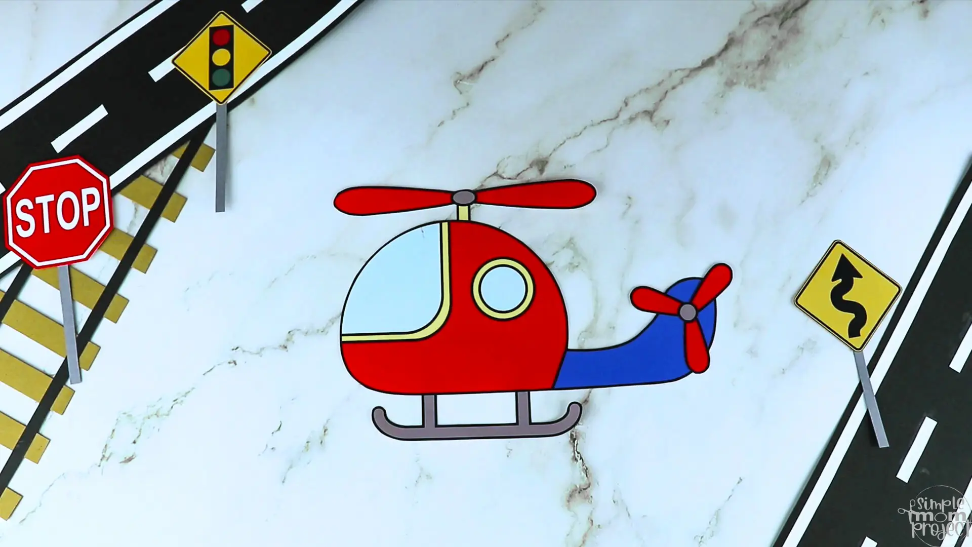 Printable Helicopter Craft Transportation Vehicle Template for Kids, Preschool, Toddlers, Kindergarten 8