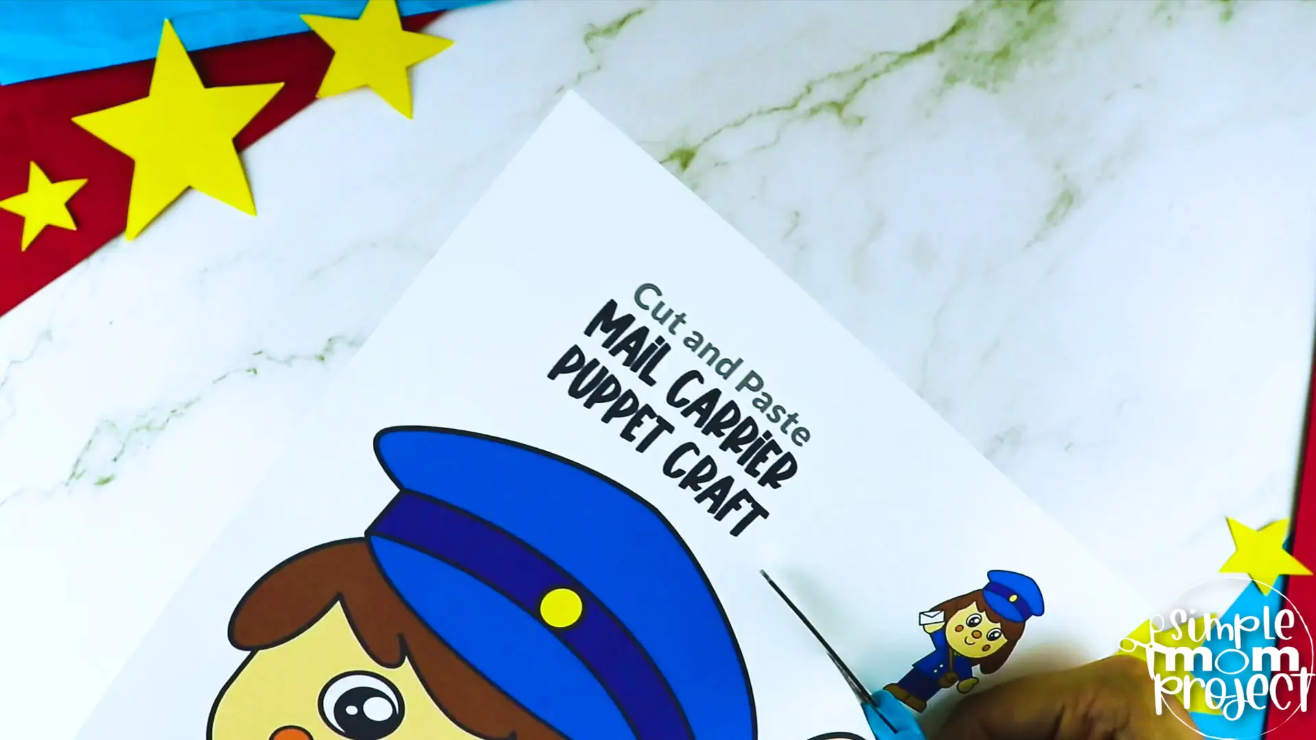 Printable Mail Carrier Paper Bag Puppet Community Helper Craft for Kids Preschooler Toddler
