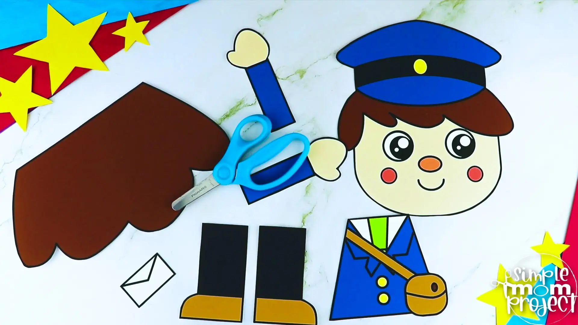 Printable Mail Carrier Paper Bag Puppet Community Helper Craft for Kids Preschooler Toddler