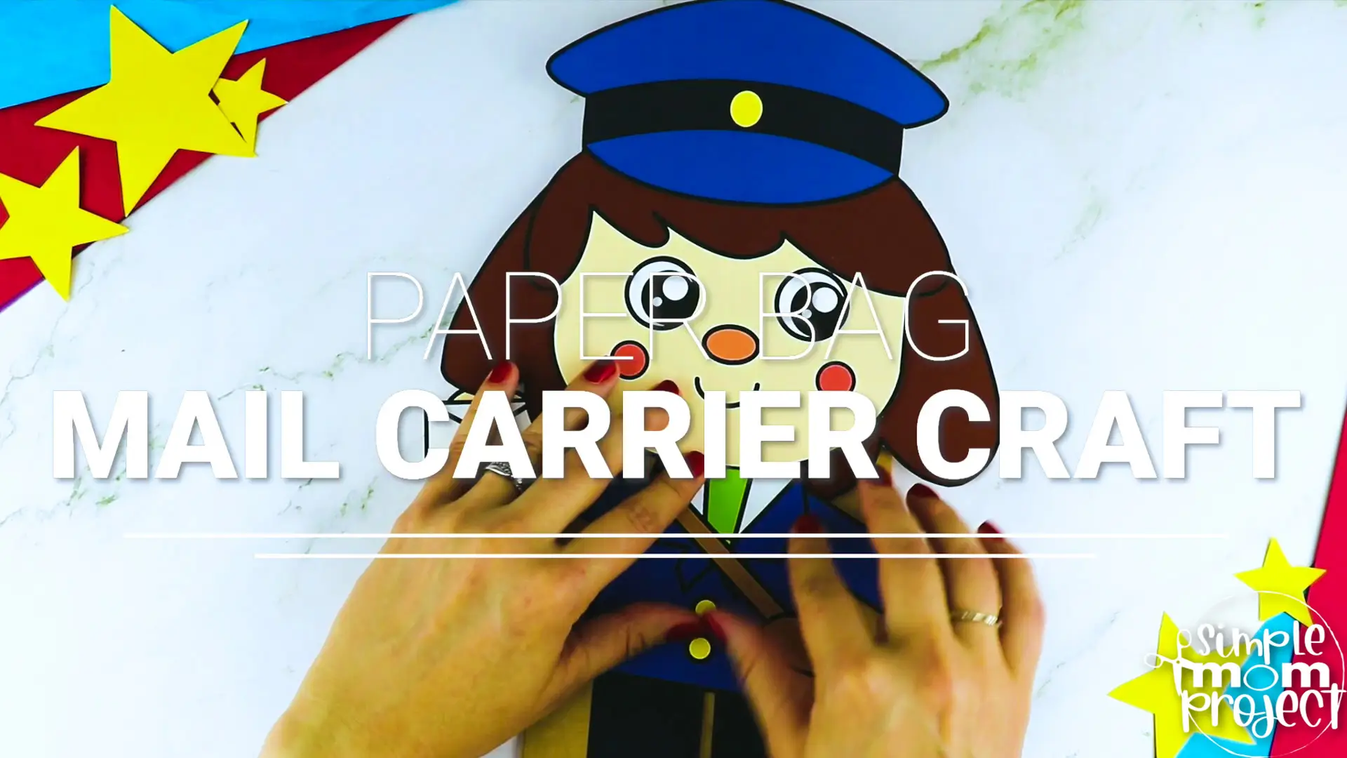 Printable Mail Carrier Paper Bag Puppet Community Helper Craft for Kids Preschooler Toddler